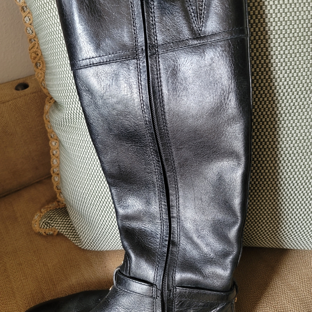Tory Burch Marlene Black Leather Knee-High Boots - Picture 5 of 9